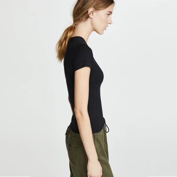 2025 Summer New  European American Casual Top for Women Versatile Mercerized Cotton Short Sleeve T-Shirt with Base Neck - Image 3
