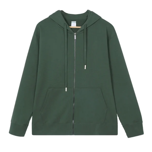 Printed 350g 100% Cotton Men's Women's Zipper Hooded Sweatshirt Loose Off-Shoulder Cardigan Jacket for Winter Digital - Image 2