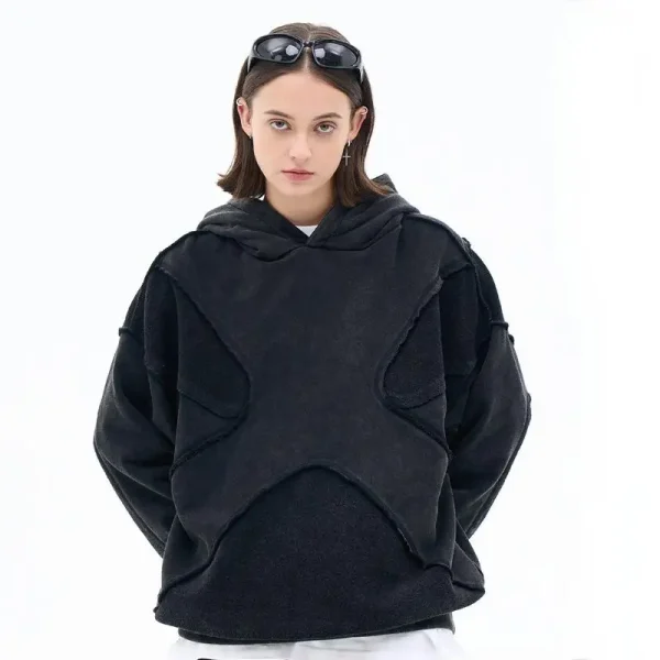2025 Autumn Winter Collection Trendy Men's Clothing Hooded Long Jacket Solid Color Digital Men's Personality Reversal - Image 4
