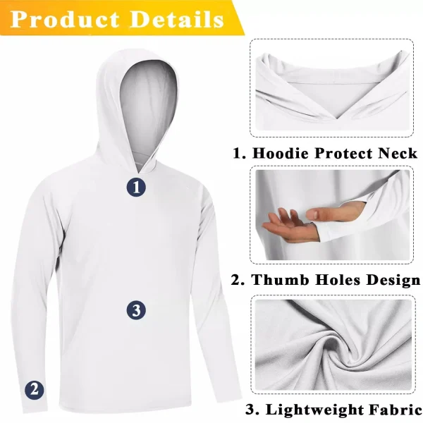 Men's Outdoor UV/UPF 50+ Sun Protection Hooded Sweatshirt Long Sleeve Fishing Oversized Shirt for Summer Season - Image 4