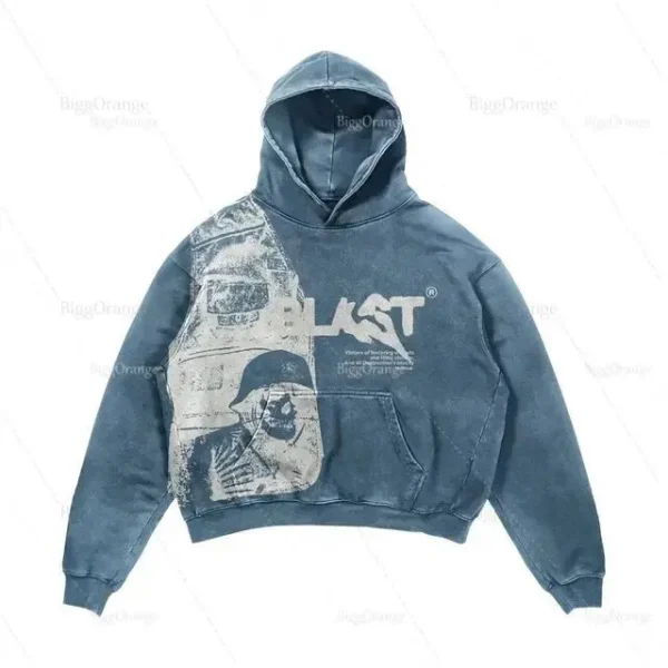 Unisex Acid Wash Knitted Material Hoodie for Winter Casual Rhinestone 1 1 Print Autumn Hooded Collar Direct - Image 2