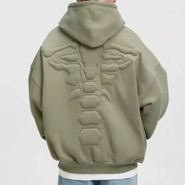 Autumn Winter Men's High Street Jacket Skeleton Stereo Sponge Embroidered Hooded Sweatshirt Couple Hoodie for Men - Image 3