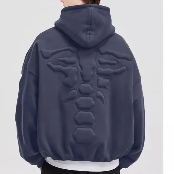 Autumn Winter Men's High Street Jacket Skeleton Stereo Sponge Embroidered Hooded Sweatshirt Couple Hoodie for Men