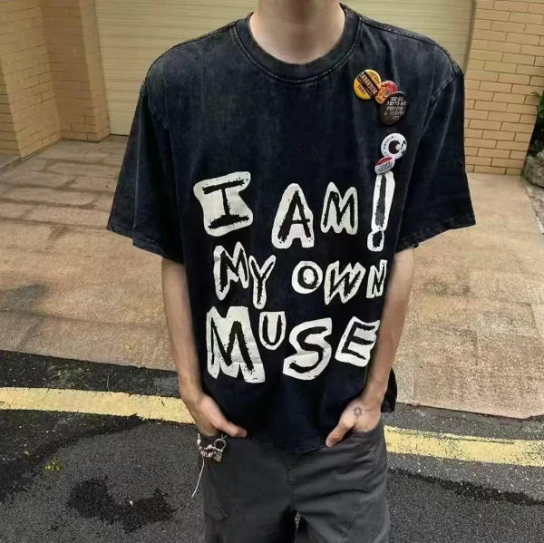 2025 Summer Men's Casual Street American Vintage  Short Sleeve T-Shirt 230 Grams Oversized T-shirt for Men - Image 4