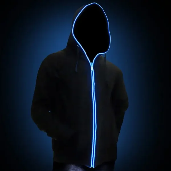 Men's Outdoor Long Sleeve Fishing Hoodie Shirts LED Hoodie  with Contrast Zip Hooded Collar - Image 2