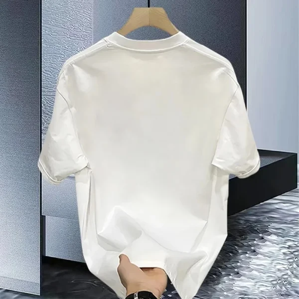 American Trendy Summer Ins Tops for Young Men Women Solid Heavyweight 220 Grams Half-Sleeved Short-Sleeved 100% Cotton - Image 3