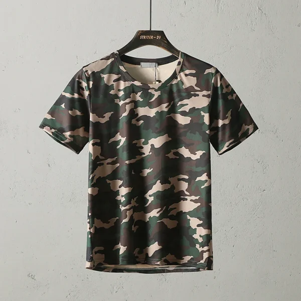 2025 Summer Camouflage Crew Neck T-Shirt Men's Casual Quick-Dry Outdoor Top Half Sleeve T-Shirt for Men - Image 3