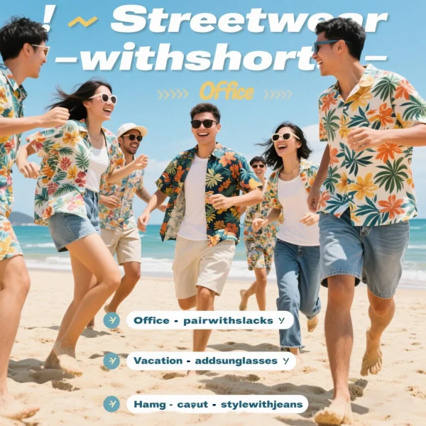 European American Floral Hawaiian Digital Print Short Sleeve Men's Shirt Cross-Border Casual Loose Fit Single Breasted Dobby - Image 3