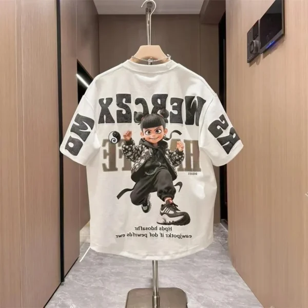 2025 Summer New Men's Fashion 100% Cotton Jersey Top Trendyy Versatile Half-Sleeved Casual T-Shirt Swallowtail Design Printed - Image 4