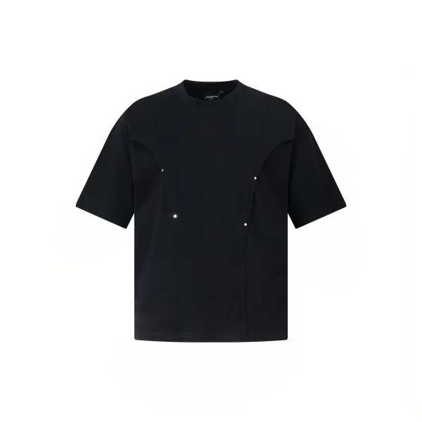 Heavyweight High Quality 100% Cotton T-Shirt Men Short Oversized  Men's Classic T-Shirt with Decoration Button - Image 3