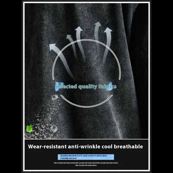 2025 Summer Trendy Men's Clothing Versatile Heavyweight 240 Grams Short-Sleeved T-Shirt New Style Washed Top Loose Fit - Image 3