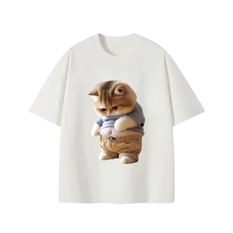 American Trendy Summer Ins Tops for Young Men Women Solid Heavyweight 220 Grams Half-Sleeved Short-Sleeved 100% Cotton