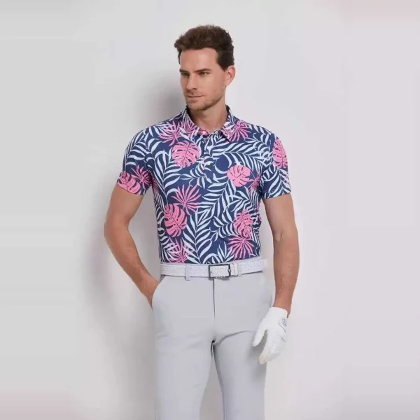 Men's Short Digital Print for Polo Shirt Comfortable Anti-Wrinkle Breathable Spandex Embroidered Knitted Fabric - Image 2