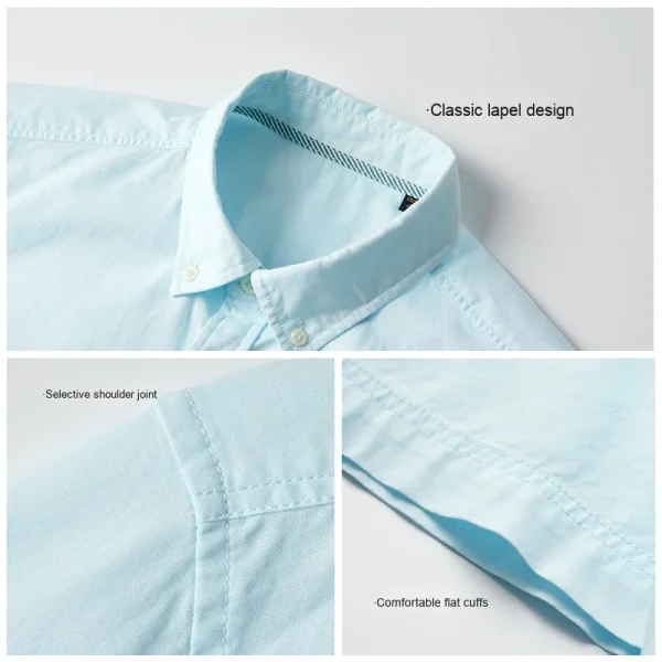 Men's Casual Short Sleeve Cotton Shirt 100% Comfortable Poplin Fabric Yarn Dyed - Image 3