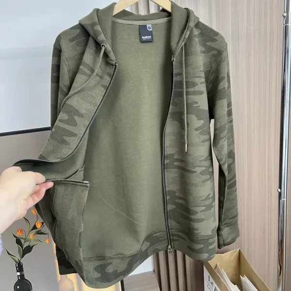 Luxury Men's Oversize Heavy Weight Hoodie Jacket Camouflage Hooded Kapuzenpullover - Image 2