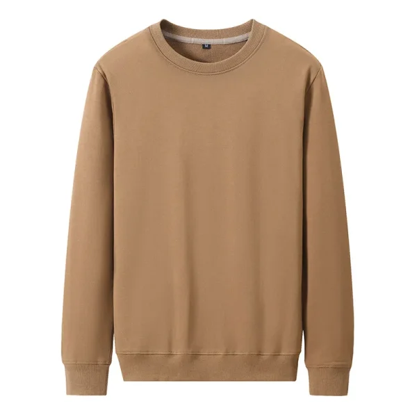 2025 Men's Trend Embroidered Oversized Casual Long Sleeve T-Shirt Solid Pattern Cotton Bamboo Fiber 200 Grams Knitted Fabric - Image 3