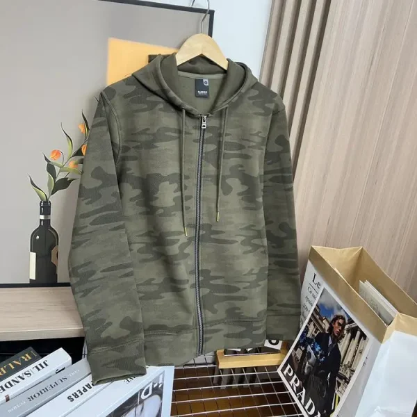 Luxury Men's Oversize Heavy Weight Hoodie Jacket Camouflage Hooded Kapuzenpullover - Image 3