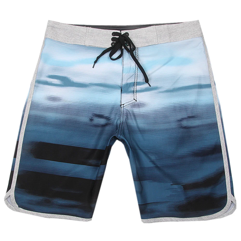 Men’s Mid Waist Gym Shorts Casual Solid Pattern Anti-Wrinkle 100% Polyester Summer Vacation Sand Shorts with Digital Printing