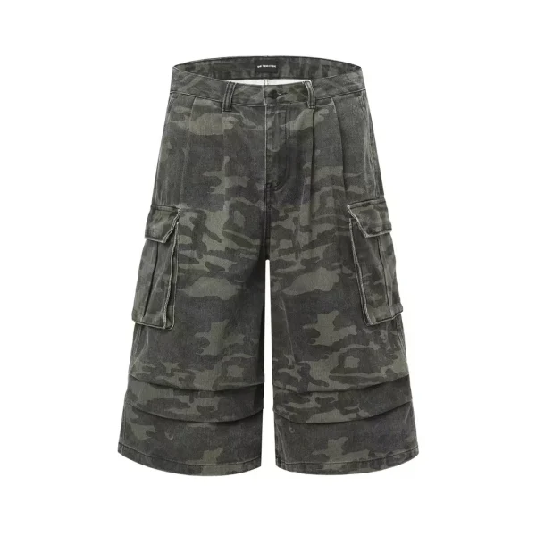 American European Vintage Camouflage  Shorts Cargo Pockets Summer Zipper Fly Design Casual  Shorts for Men - Image 4