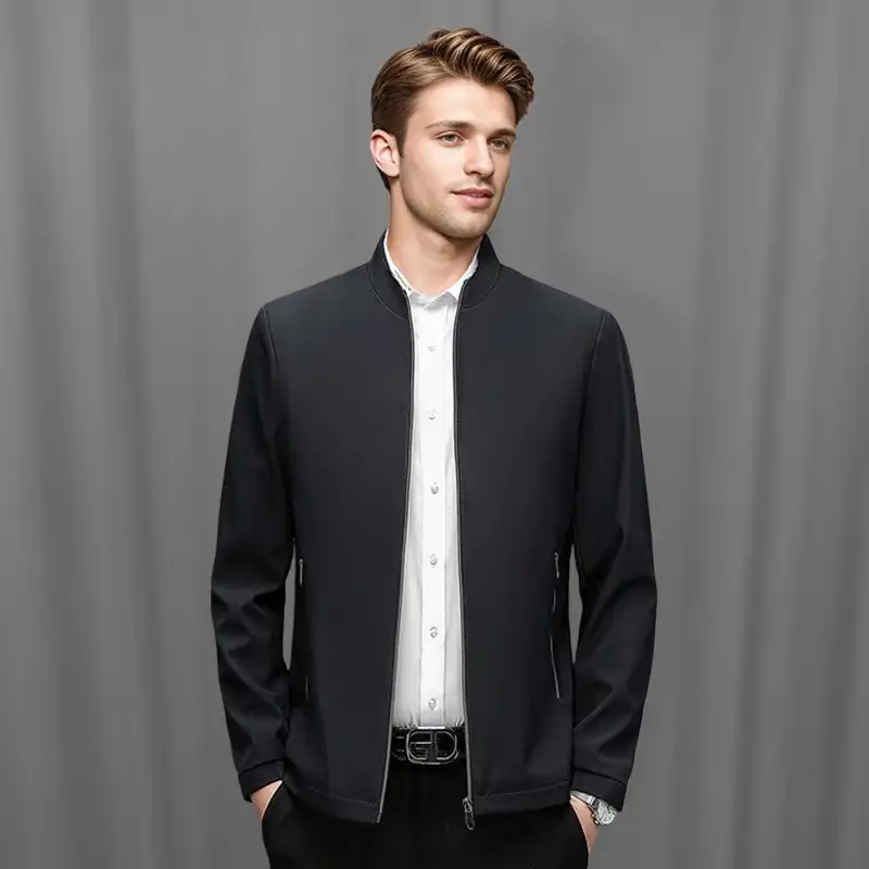 Autumn Winter Coat for Men Casual Stand-up Collar Jacket Zip up Closure Loose Fit Clothing Oversized Jacket for Men