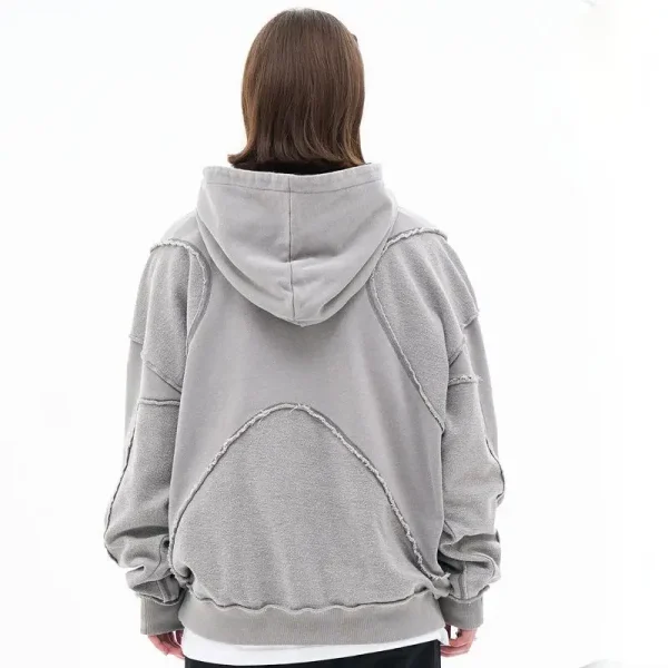 2025 Autumn Winter Collection Trendy Men's Clothing Hooded Long Jacket Solid Color Digital Men's Personality Reversal - Image 3