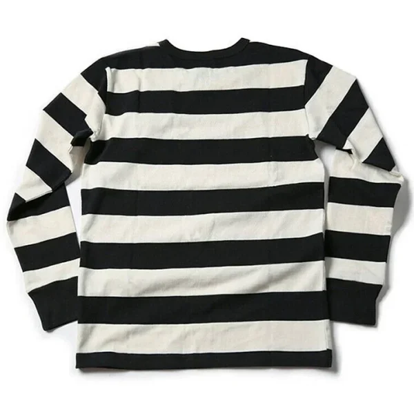 Design Men's Long Sleeve T-Shirts O-Neck T-Shirts  100% Cotton Knitted Stripe Printed  Oversized  T-Shirt for Men - Image 2