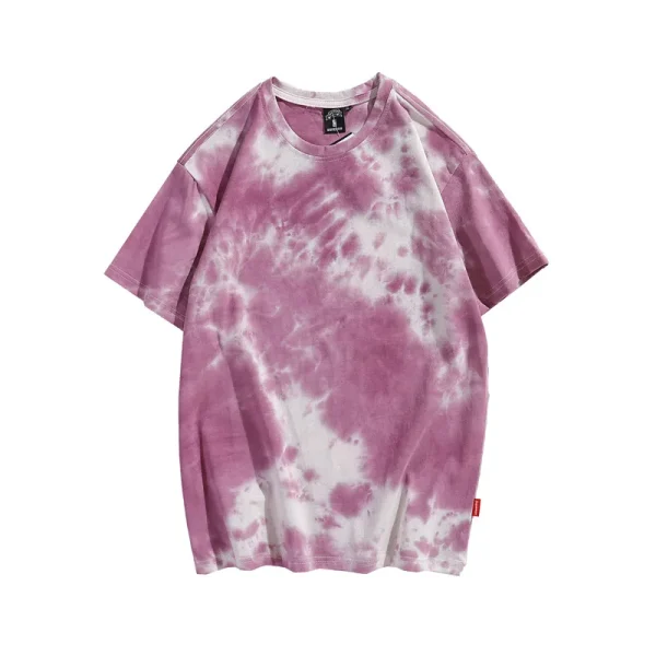 2025 Summer Men's Trendy T-Shirt Super Popular European American Tie-Dye Short Sleeve New Plus Size Mens T-Shirt Sets - Image 2