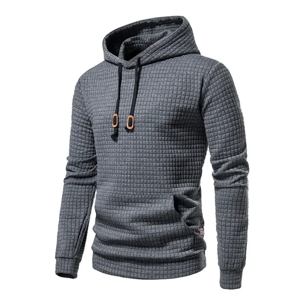 2025 Autumn Winter European American Men's Sweatshirt Long Sleeve Hoodie with Jacquard Solid Color Warm Sports Hooded Jacket