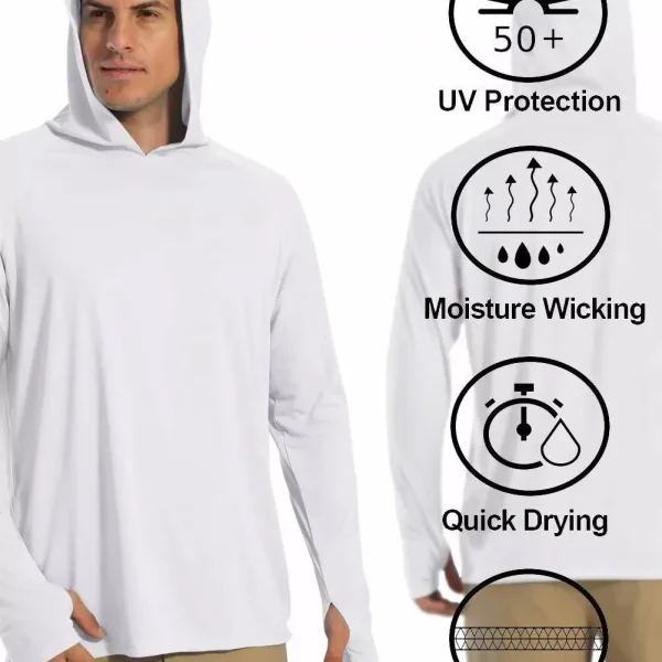 Men's Outdoor UV/UPF 50+ Sun Protection Hooded Sweatshirt Long Sleeve Fishing Oversized Shirt for Summer Season - Image 3