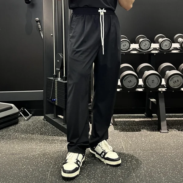 Men's Women's Ice Silk Straight Pants High Elasticity Casual Training Sports Air-Conditioned Floor-Length Wide-Leg Trousers - Image 5