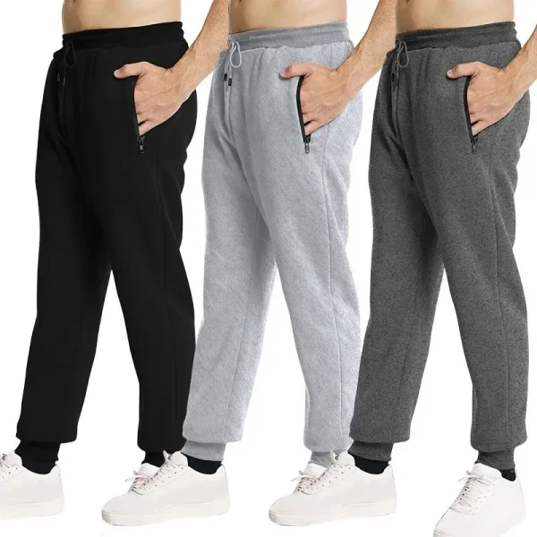New Men's High Waist Flare Sweatpants Side Zipper Pockets  Track Joggers Pants Fashionable Winter Cargo Pattern Decoration