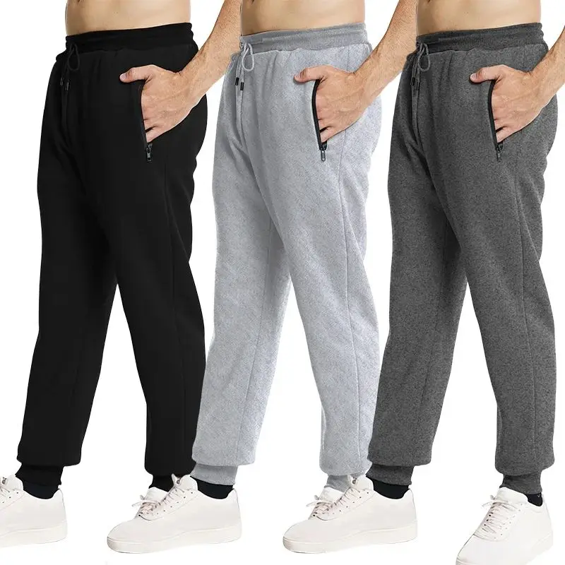 New Men’s High Waist Flare Sweatpants Side Zipper Pockets  Track Joggers Pants Fashionable Winter Cargo Pattern Decoration