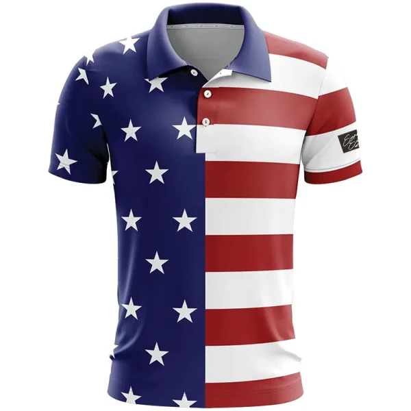 3D Printed Short-Sleeve for Polo Shirt High Quality  Knitted Striped Pattern Dark Colored  Shirt for Men - Image 2