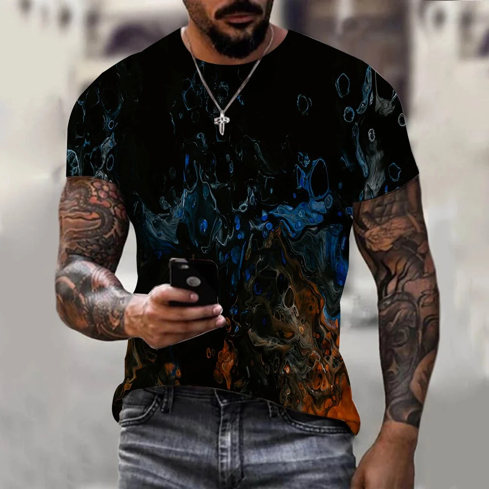 Direct Sale Summer Short Sleeve Men’s 3D Printed T-Shirt European American Style Cross-Border Hot-Selling Personalized Hip Hop