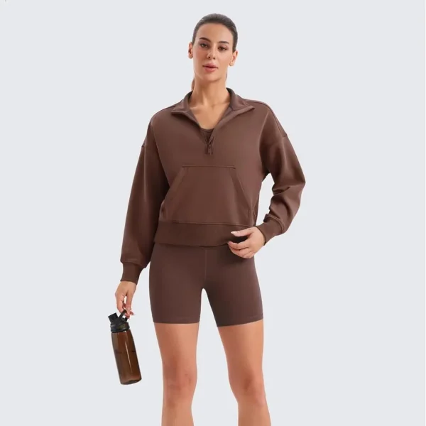 American European Size Sweatshirt Cotton  Heavyweight  Autumn Winter Tops Jacket Drop Shoulder Women's Sweatshirt - Image 2