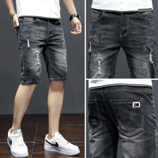 American European Vintage Jeans Shorts Cotton Denim Pants Summer Washed Zipper Fly Design Casual  Shorts for Men - Image 3