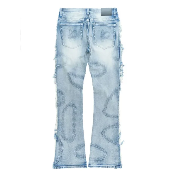 American European Vintage Jeans Pants Cotton Denim Pants Distressed Washed Zipper Fly Design Casual  Pants for Men - Image 3