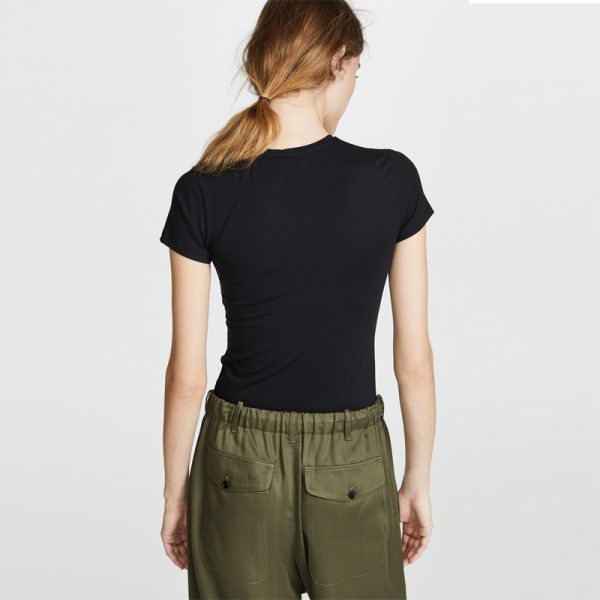 2025 Summer New  European American Casual Top for Women Versatile Mercerized Cotton Short Sleeve T-Shirt with Base Neck - Image 4