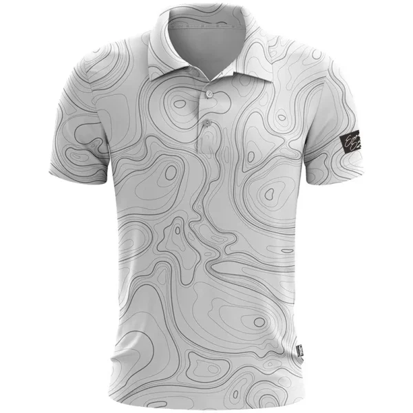 3D Printed Short-Sleeve for Polo Shirt High Quality  Knitted Striped Pattern Dark Colored  Shirt for Men - Image 4