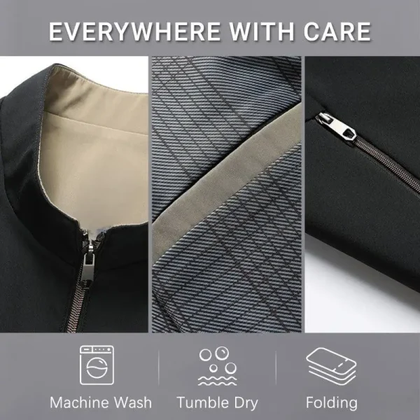 Autumn Winter Coat for Men Casual Stand-up Collar Jacket Zip up Closure Loose Fit Clothing Oversized Jacket for Men - Image 5