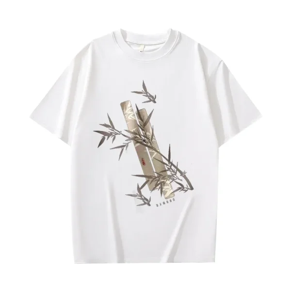 American Fashion Men's Summer Cotton T-Shirt 100% Cotton Printed Neck Short-Sleeved Loose Fit Large Size Top for Men - Image 5