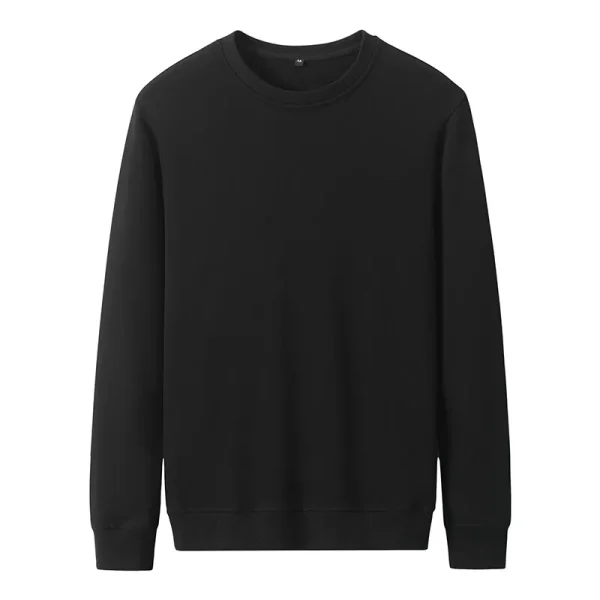 2025 Men's Trend Embroidered Oversized Casual Long Sleeve T-Shirt Solid Pattern Cotton Bamboo Fiber 200 Grams Knitted Fabric - Image 2