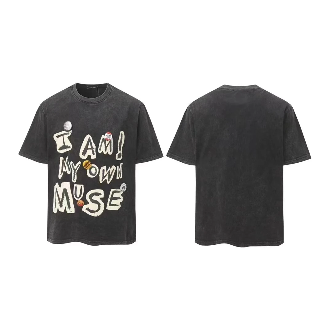 2025 Summer Men’s Casual Street American Vintage  Short Sleeve T-Shirt 230 Grams Oversized T-shirt for Men