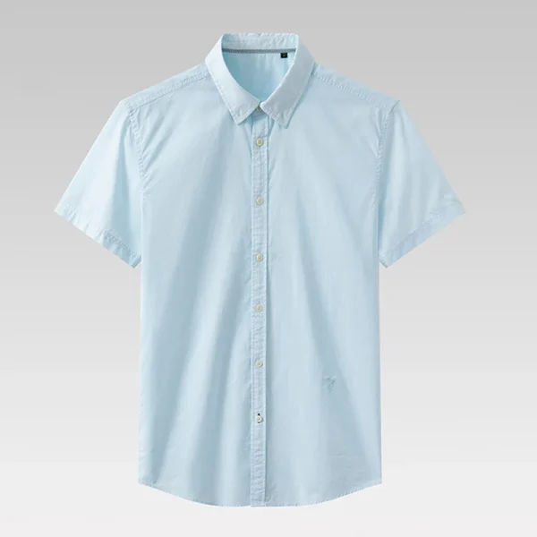 Men's Casual Short Sleeve Cotton Shirt 100% Comfortable Poplin Fabric Yarn Dyed