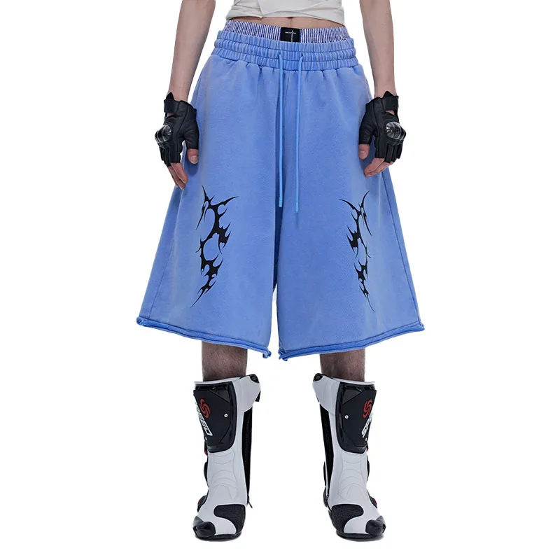 Men’s Loose Fit Summer Street Fashion Sport Shorts Printed Oversize Casual Shorts Drawstring Closure Pattern
