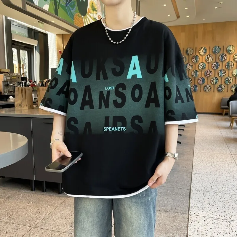 2025 Men’s Premium Quality Breathable Organic Cotton Casual T-Shirt Oversize Knitted Digital Printing