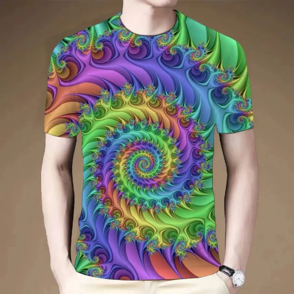 2025 Summer New Style Organic 100% Polyester Colorful Dizzy 3D Printed Short-Sleeved Casual Fashion T-Shirt Popular Trendy - Image 5