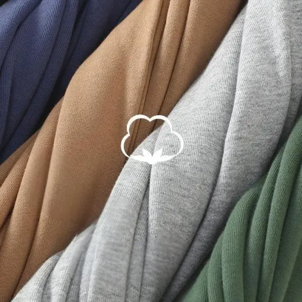 2025 Men's Trend Embroidered Oversized Casual Long Sleeve T-Shirt Solid Pattern Cotton Bamboo Fiber 200 Grams Knitted Fabric - Image 4