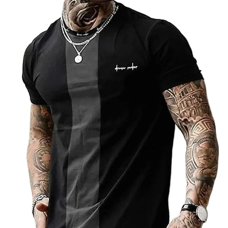 2025 Summer Men’s Casual Street Fashion 3D Printed for Smiley Face Full Body 180 Grams Knitted Short Sleeve T-Shirt Loose Fit