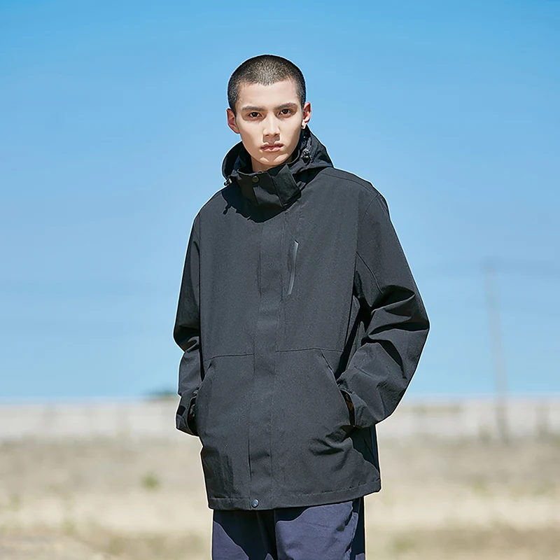 Men’s Coated Waterproof Windbreaker Jacket Casual Sports Stand Collar Outdoor Jacket